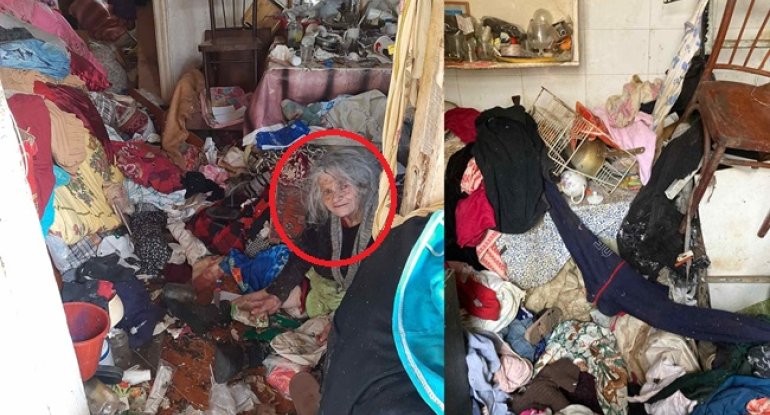 Azərbaycanda ahıl qadın siçovulların içərisində yaşayır - FOTO