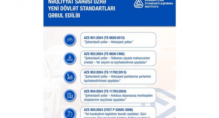 Nəqliyyat sahəsi üzrə yeni dövlət standartları qəbul edilib