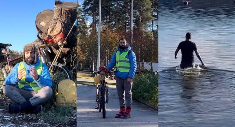 Ağa Mehdiyev yenidən velosipedlə Avropa səfərində: Şübhəli maşın, narahatlıq...