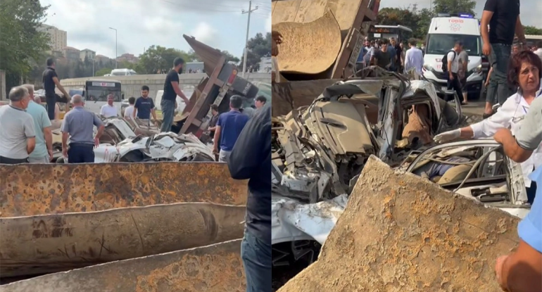 Bakıda &ldquo;KamAZ&rdquo; avtomobillərin üzərinə aşdı, ölənlər var - VİDEO - Yenilənib