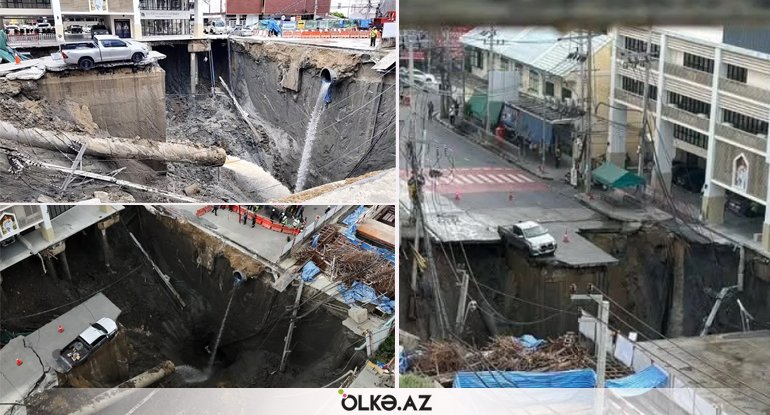Banqkokda metroya görə yol 50 metr dərinliyində çökdü -&nbsp;VİDEO