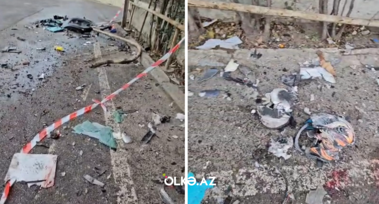 Bakıda təcili yardım maşını ilə motosikletin toqquşduğu yerdən VİDEO