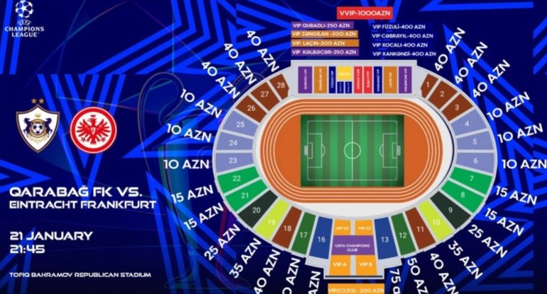 Çempionlar Liqası: "Qarabağ" - "Ayntraxt" oyununun biletləri sabah satışa çıxarılacaq