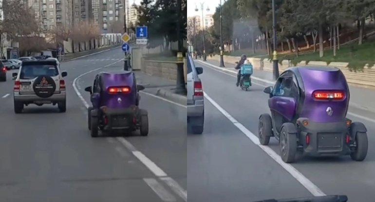 Bakının mərkəzində dövlət nömrə nişanı olmayan avtomobil peyda oldu - AÇIQLAMA