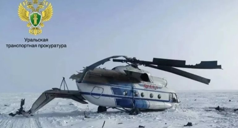Rusiyada növbə işçilərini daşıyan helikopter qəzaya uğrayıb - VİDEO