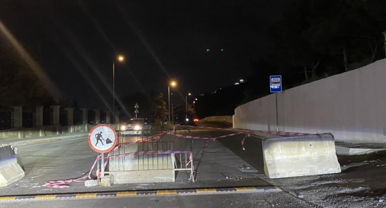 Bakıda bu yol BAĞLANDI - Sürüşmə təhlükəsi var