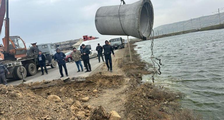 Qaradağda Puta gölünün daşmasının qarşısı alınır: Yeni suötürücü quraşdırıldı