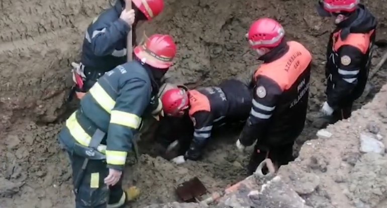 Bakıda qazıntı zamanı FACİƏ: Ölən və yaralanan var - VİDEO