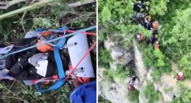 Uçurumun kənarında möcüzə: Ağac budağı turisti ölümdən qurtardı - VİDEO