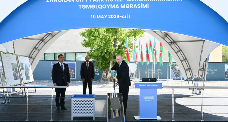 İlham Əliyev Zəngilan şəhərində sakinlərlə görüşüb, "Zangilan City Park Hotel"in təməlini qoyub -&nbsp;VİDEO