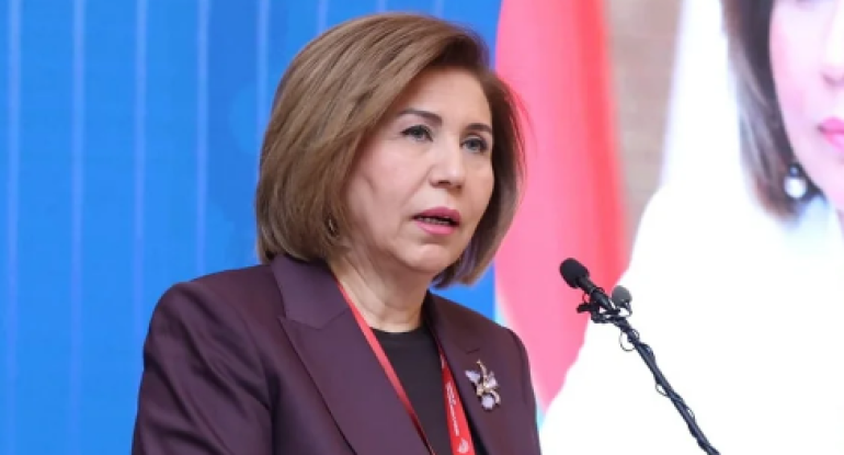 Bahar Muradova Milli Məclisdə hesabat verir