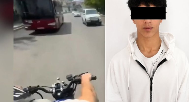 Yolda təhlükə yaradan&nbsp;motosiklet sürücüsü saxlanıldı