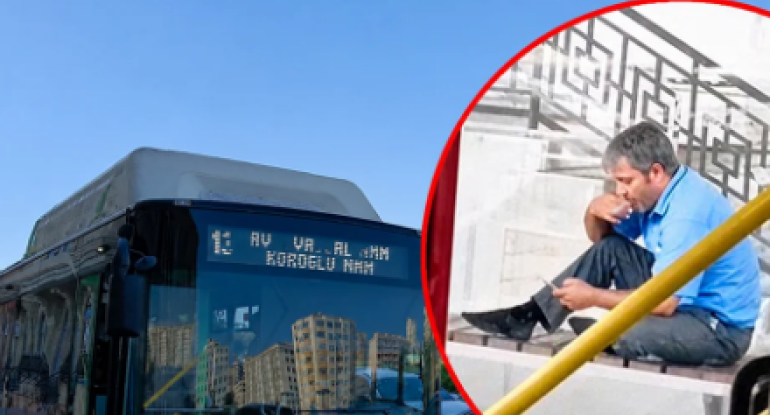 Bakıda sərnişinlərdən küsən avtobus sürücüsündən qəribə ETİRAZ - VİDEO