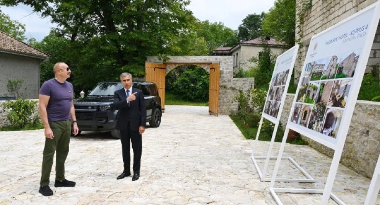 İlham Əliyev Şuşada "Yasəmən" hotelinin yeni korpusları ilə tanış olub