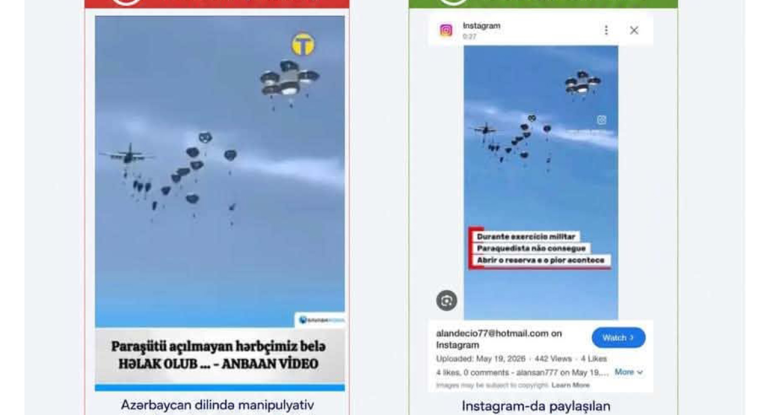 Ölən hərbçimizlə bağlı yayılan paraşüt görüntüləri yalandır - FOTO