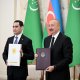 İlham Əliyev Qurbanqulu Berdiməhəmmədova təşəkkür etdi İlham Əliyev Qurbanqulu Berdiməhəmmədova təşəkkür etdi